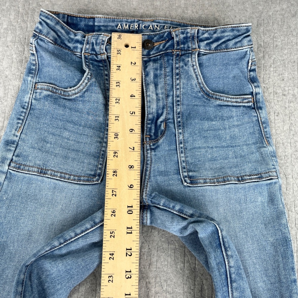 American Eagle Bootcut Flare Jeans Women 4/25x30 Blue Hi-Rise Stretch light wash - Picture 9 of 13